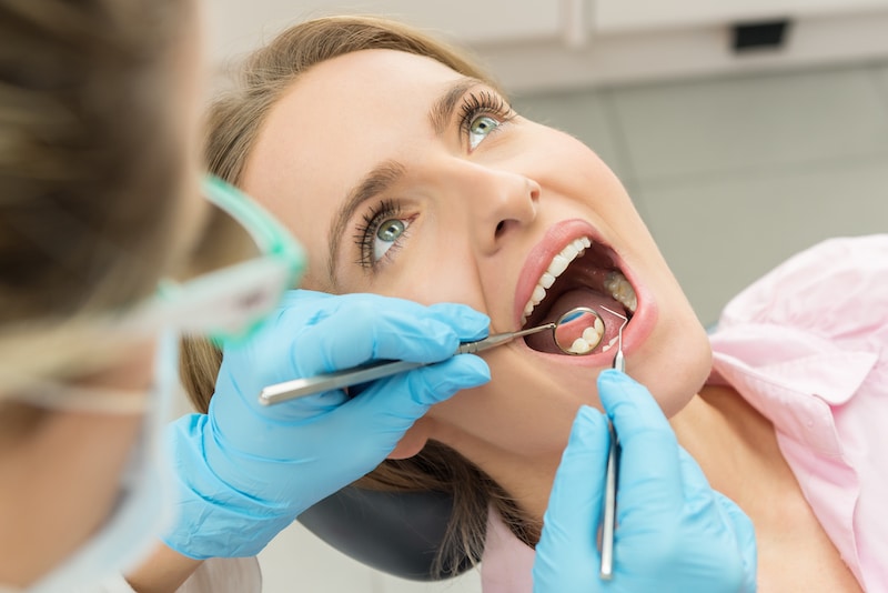 Woman getting a dental crown in Las Vegas