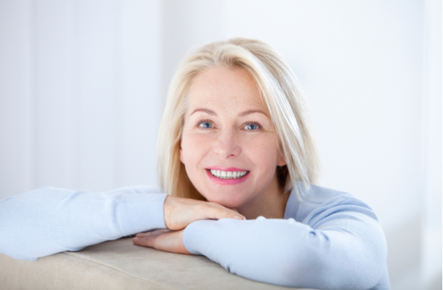 middle aged woman smiling friendly